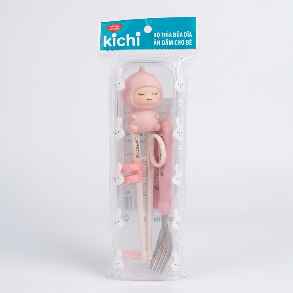 Bộ 3 thìa đũa dĩa ăn dặm cho bé Kichi MA113 NA